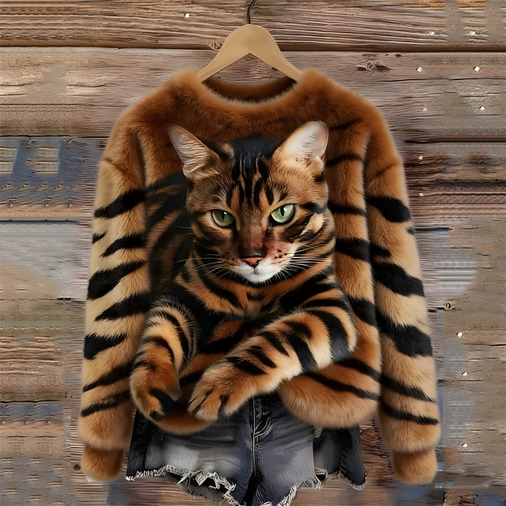 Gato - Sweater de Mulher Quente com Impressão de Gato