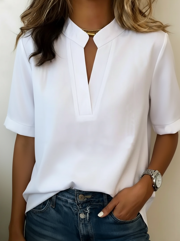 Lunvessa | Camisa de Mangas Curtas Relaxada para Mulher