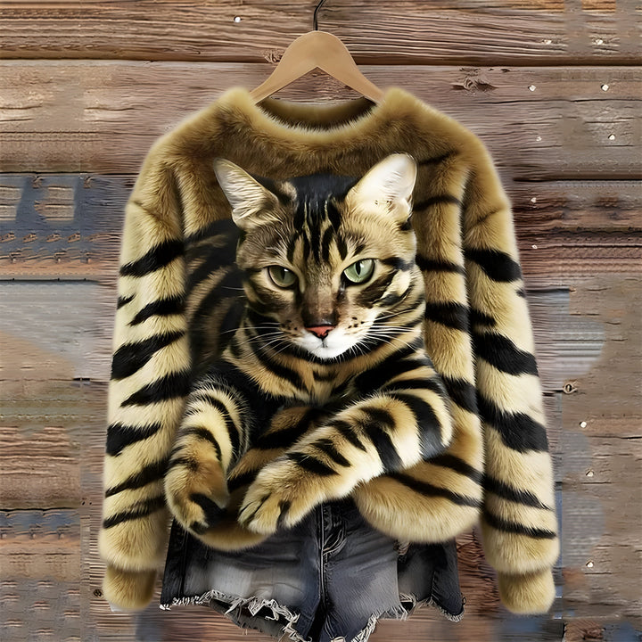 Gato - Sweater de Mulher Quente com Impressão de Gato