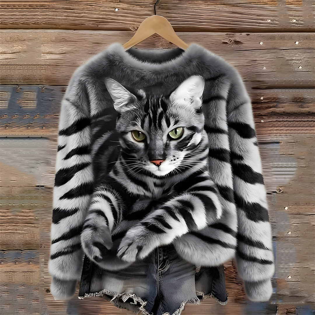 Gato - Sweater de Mulher Quente com Impressão de Gato