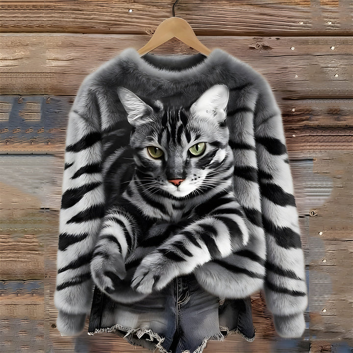 Gato - Sweater de Mulher Quente com Impressão de Gato