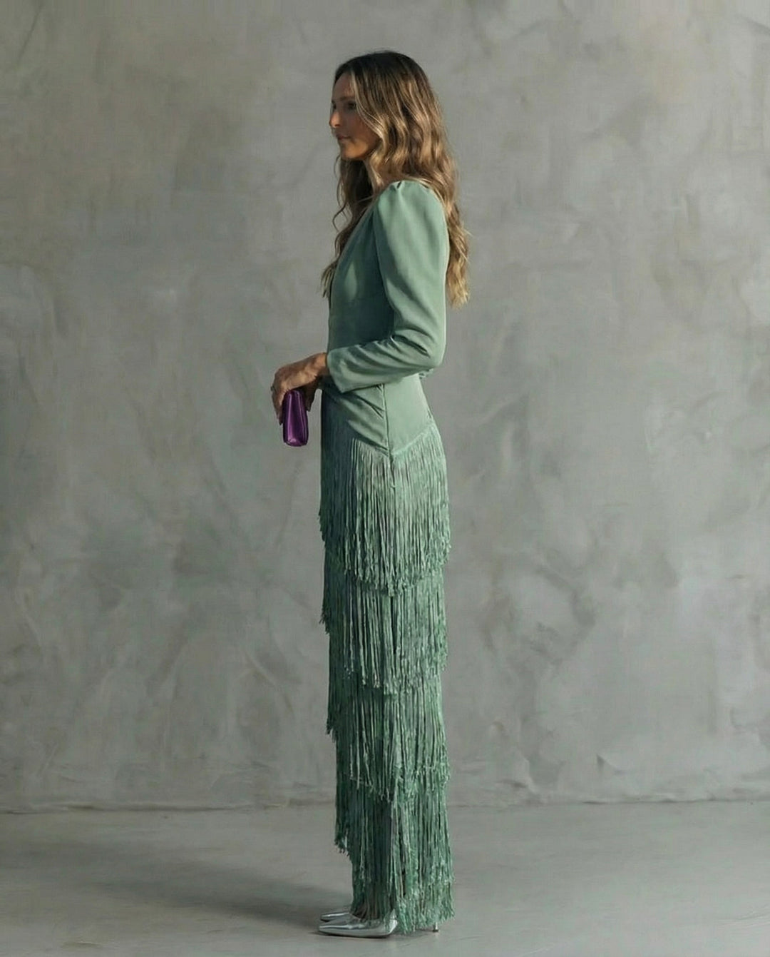 Elena | Vestido Midi con Mangas Flecos