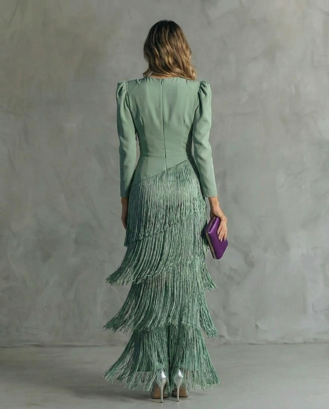 Elena | Vestido Midi con Mangas Flecos