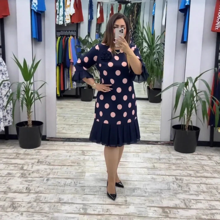 Paola | Vestido plissado de bolinhas para Mulher