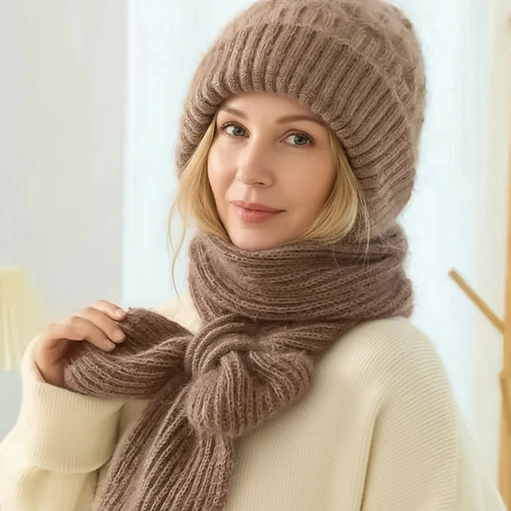 Polar - Gorro e cachecol corta-vento forrados em polar
