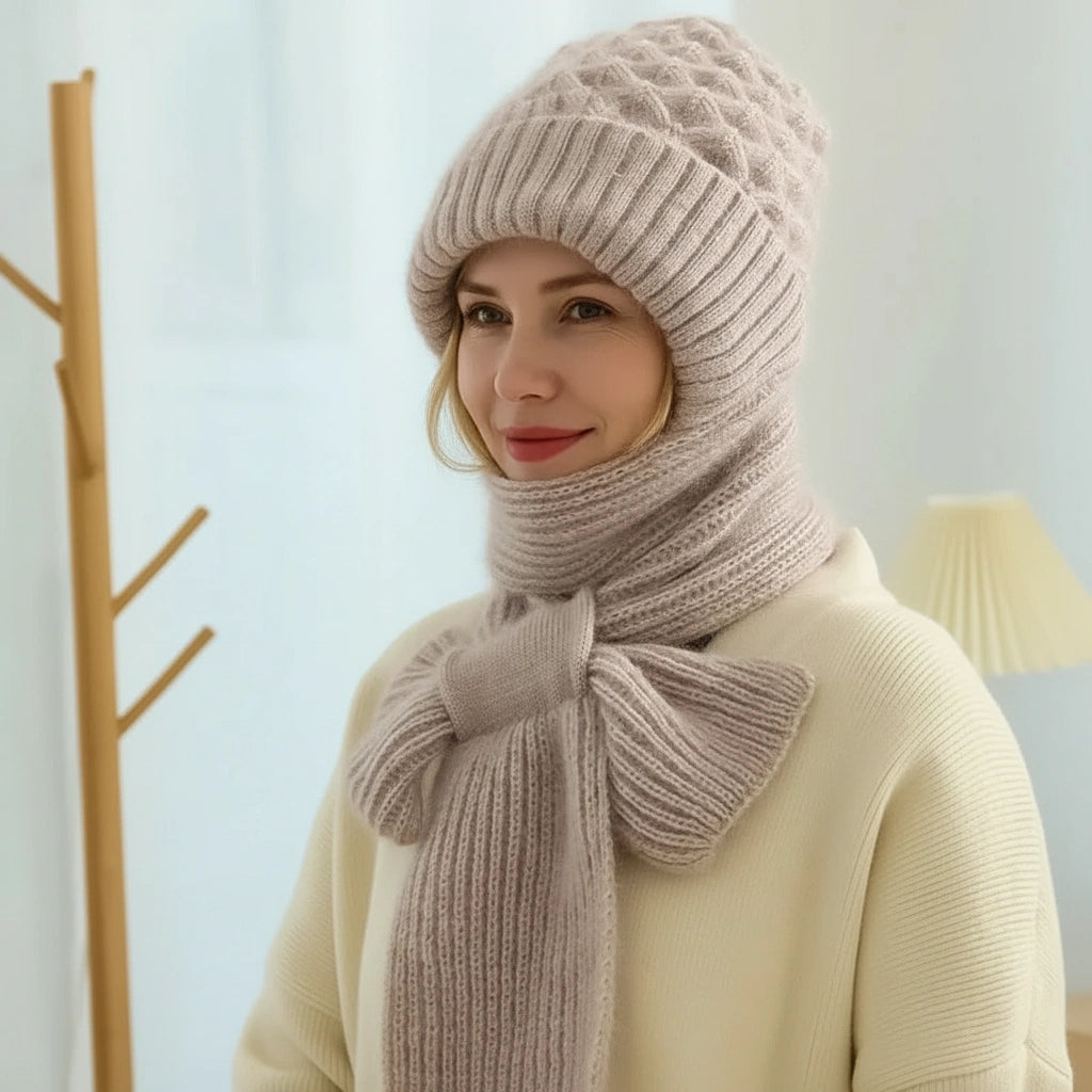 Polar - Gorro e cachecol corta-vento forrados em polar