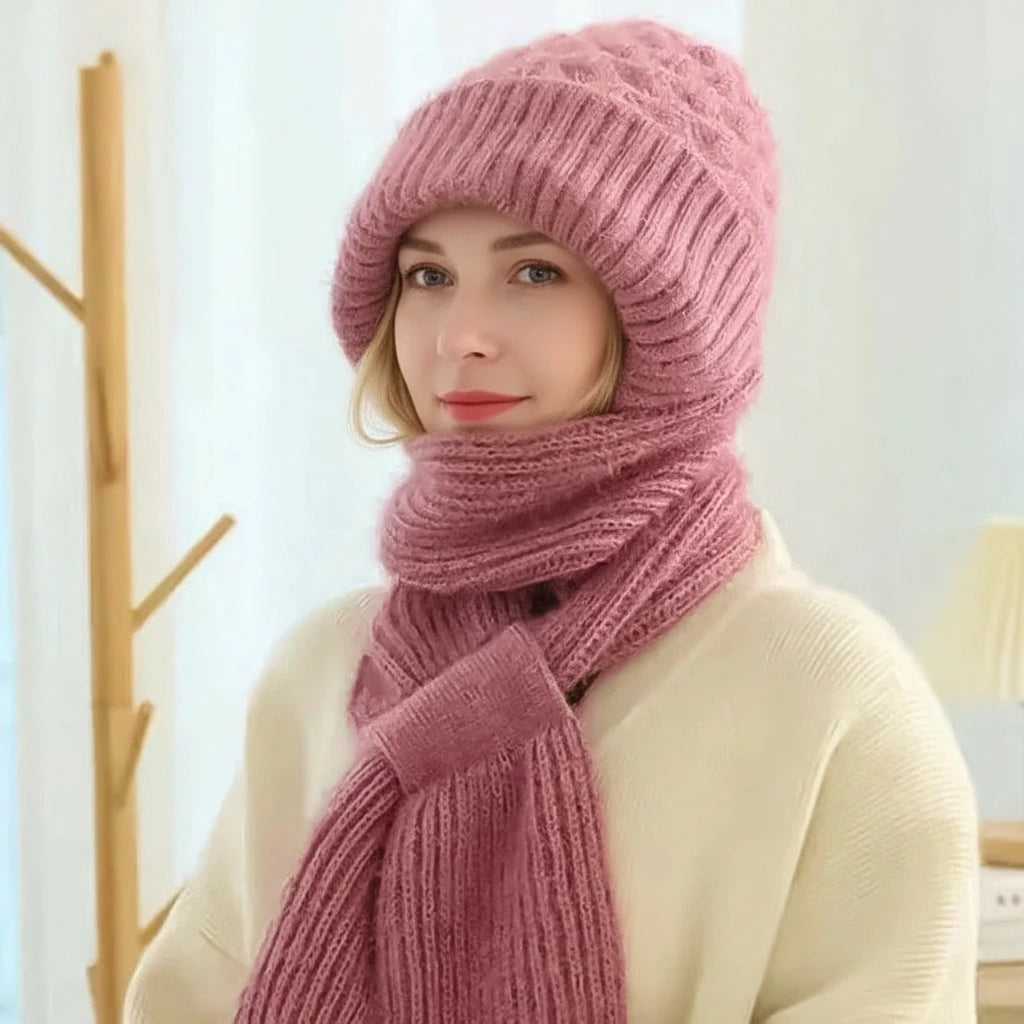 Polar - Gorro e cachecol corta-vento forrados em polar