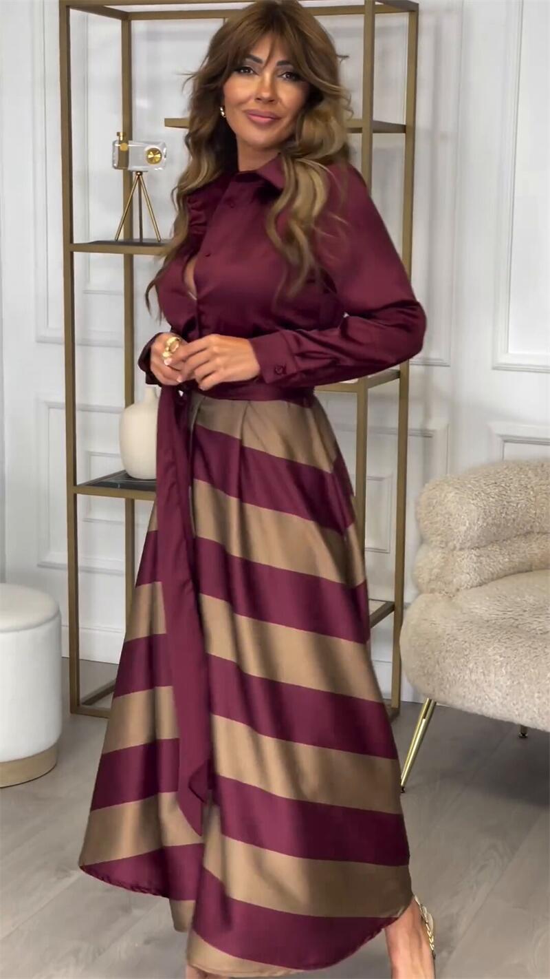 Yvonne | Vestido de Muher longo listrado