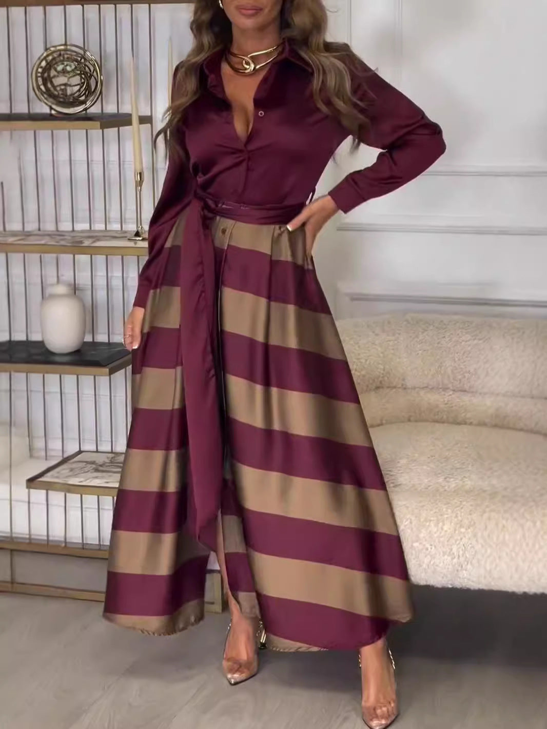 Yvonne | Vestido de Muher longo listrado