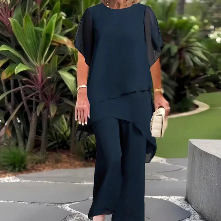 Herlene™ | Conjunto de Mulher Chic Assimétrico de Top e Calças
