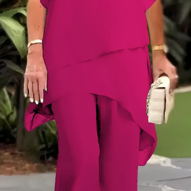 Herlene™ | Conjunto de Mulher Chic Assimétrico de Top e Calças