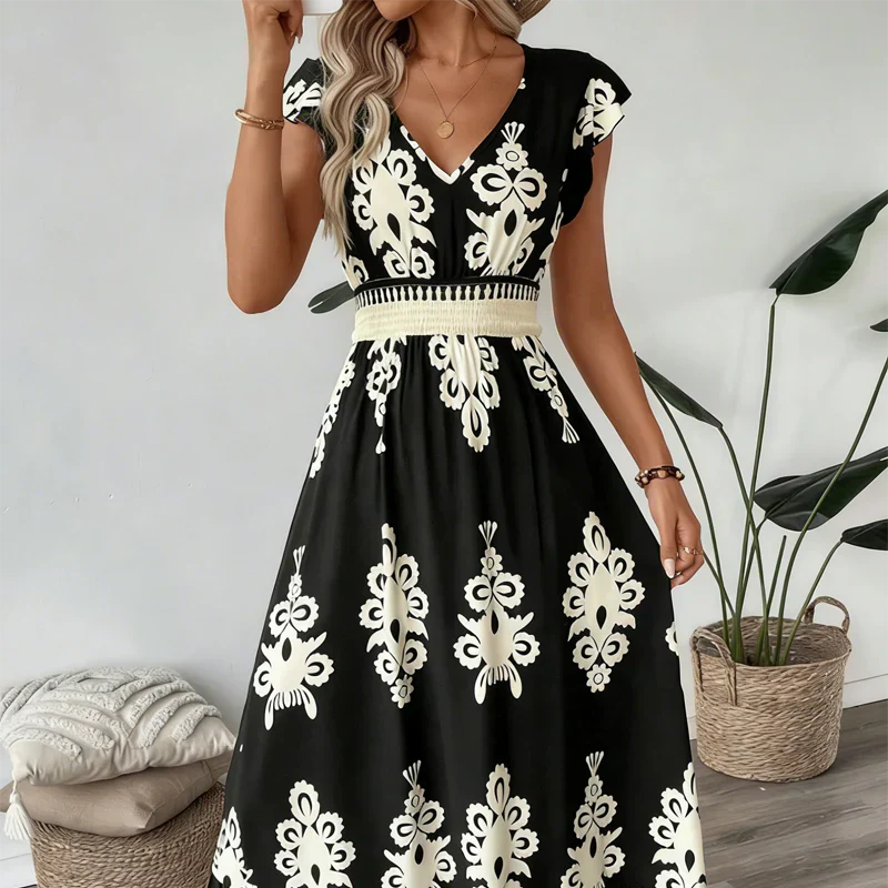 Candela - Vestido maxi barroco com decote em V para Mulher