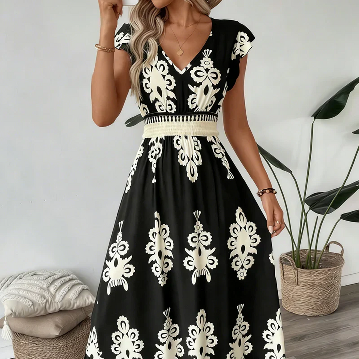 Candela - Vestido maxi barroco com decote em V para Mulher