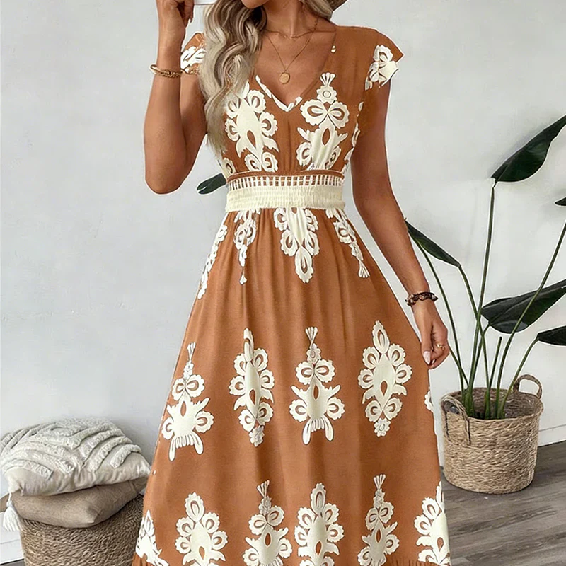 Candela - Vestido maxi barroco com decote em V para Mulher