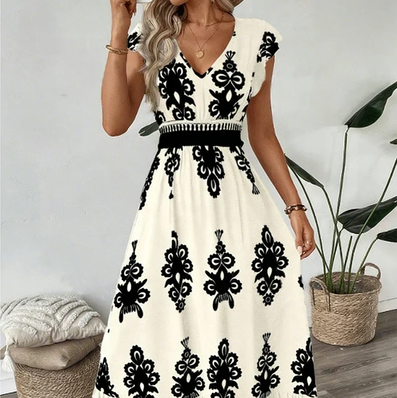 Candela - Vestido maxi barroco com decote em V para Mulher