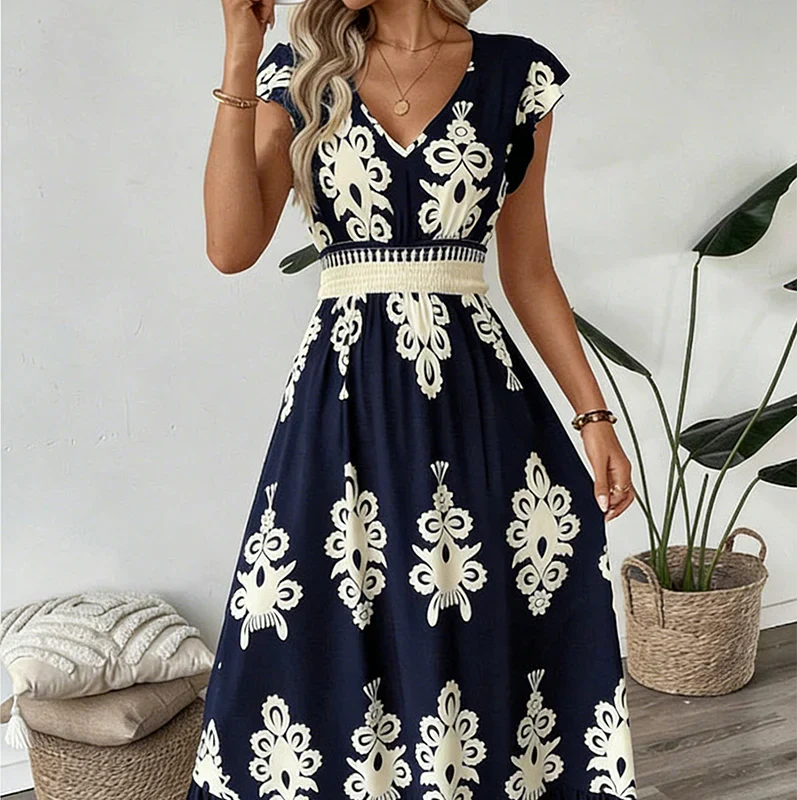 Candela - Vestido maxi barroco com decote em V para Mulher
