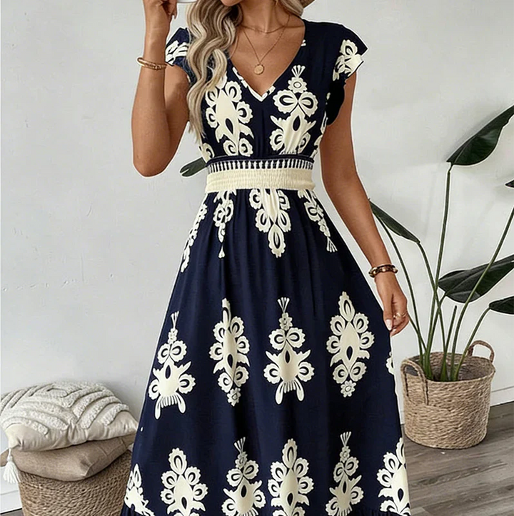 Candela - Vestido maxi barroco com decote em V para Mulher