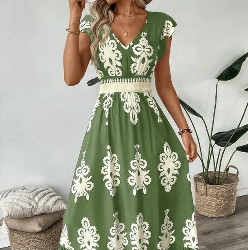 Candela - Vestido maxi barroco com decote em V para Mulher