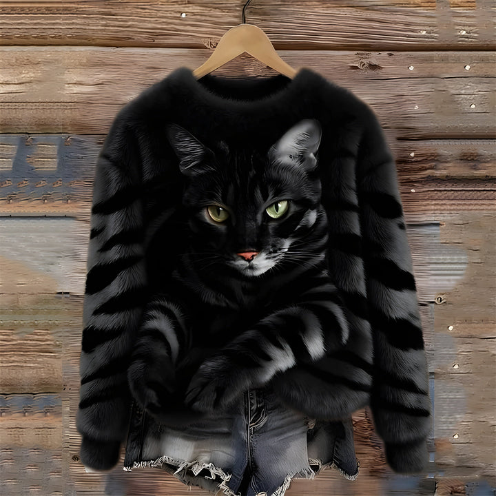 Gato - Sweater de Mulher Quente com Impressão de Gato